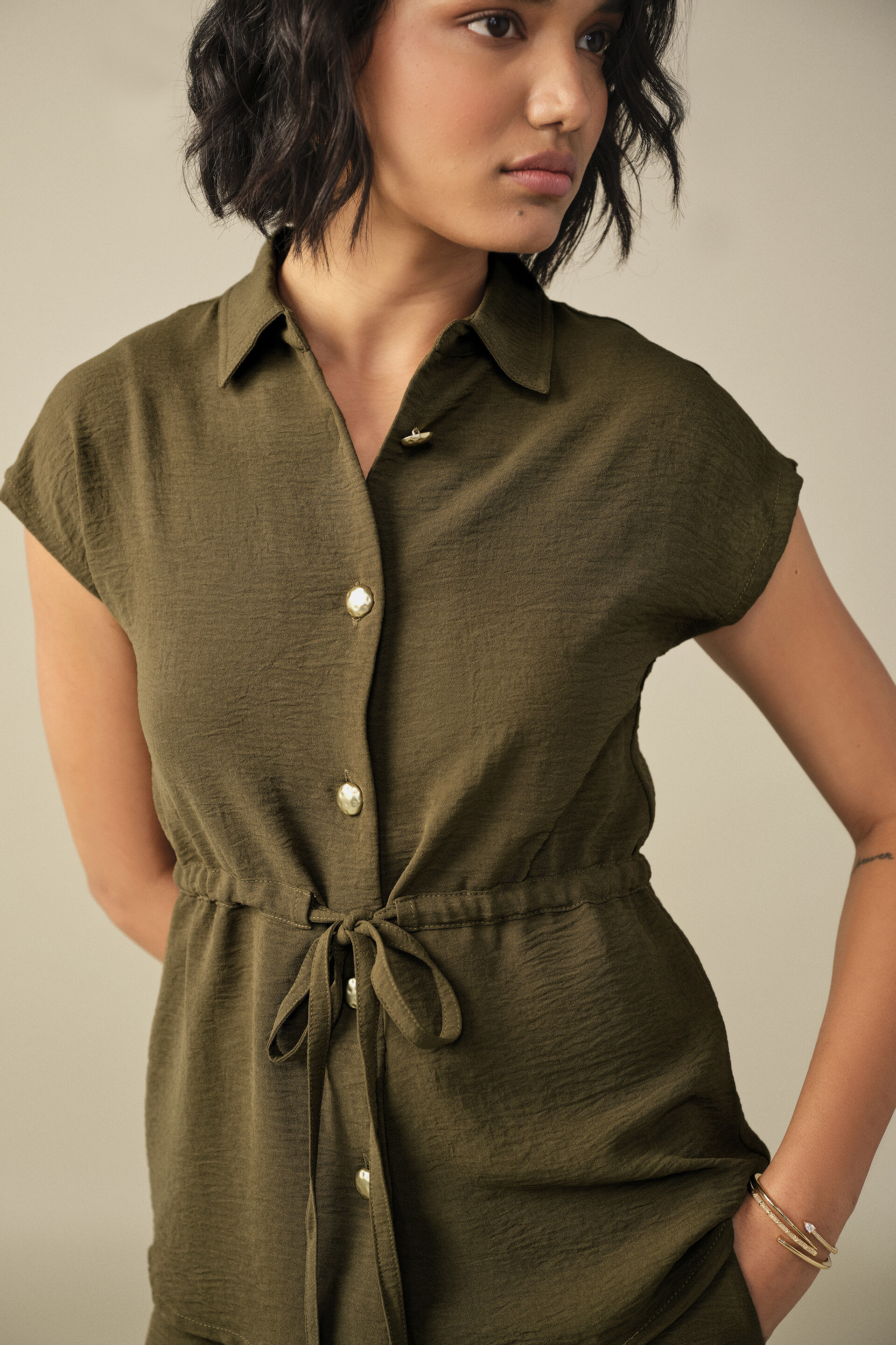 Tie-up Co-ord in Olive, Olive, image 4